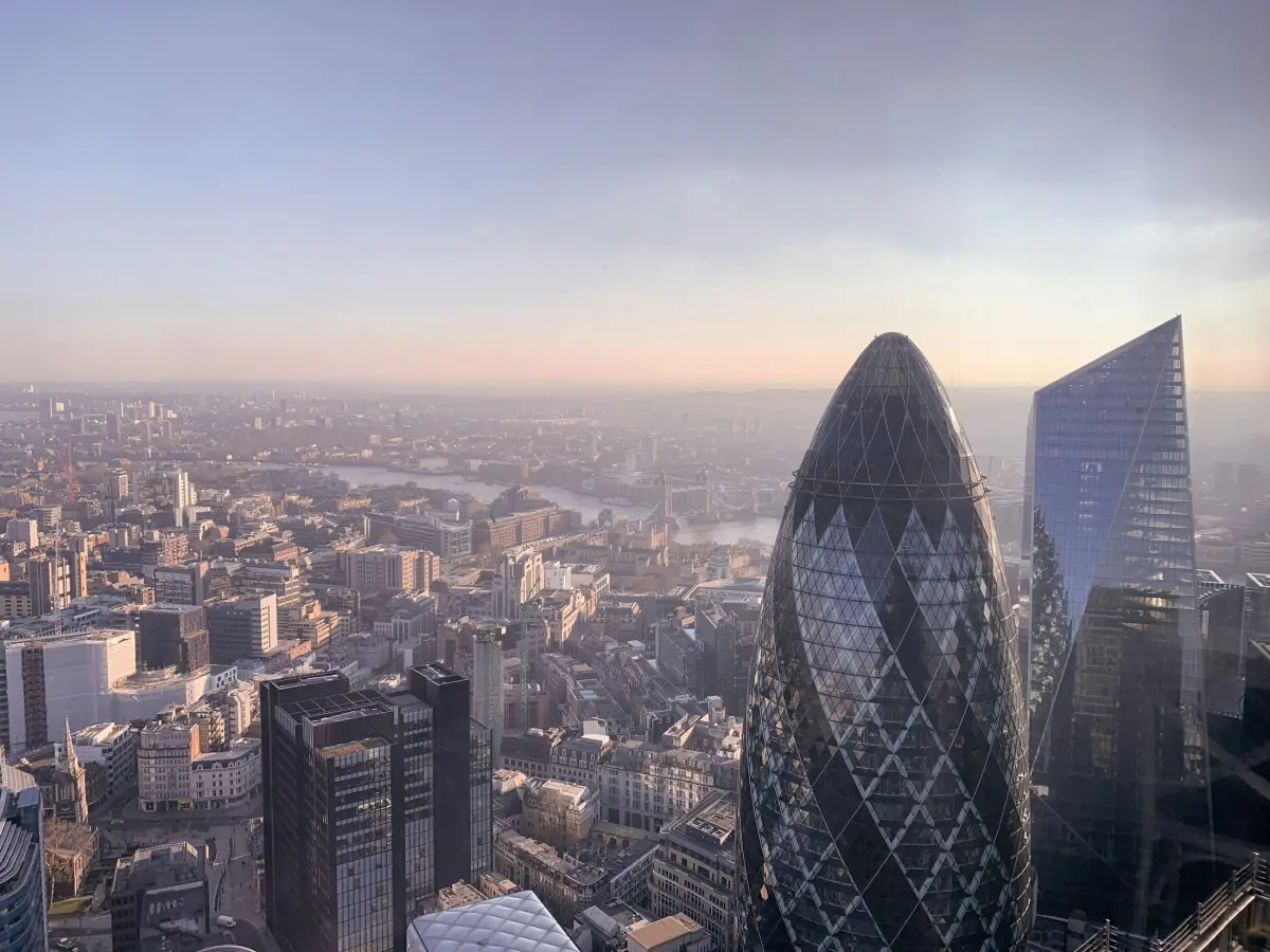 The City of London financial district from above